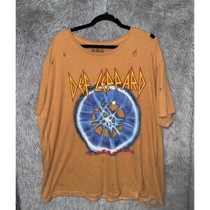 Def Leppard Adrenalize Band T-Shirt Graphic Print Distressed Rock Metal